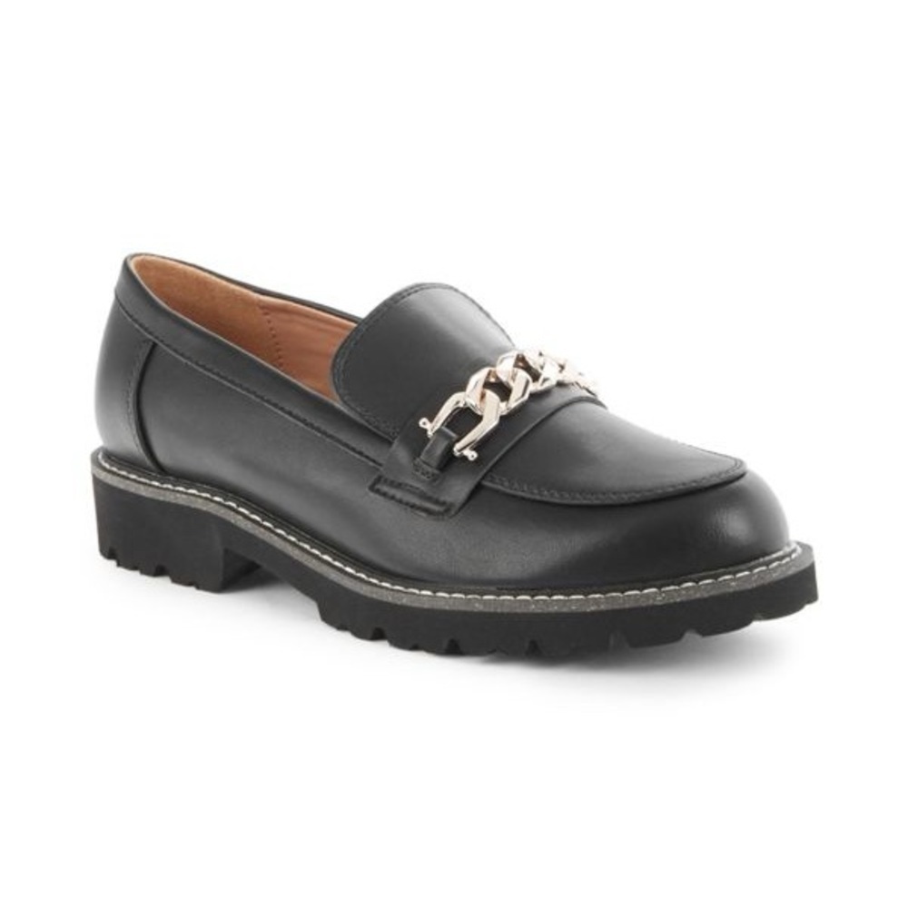 BCBGeneration Tinaa Black Curb Chain Lug Sole Loafers Women’s Size 7M / 37.5